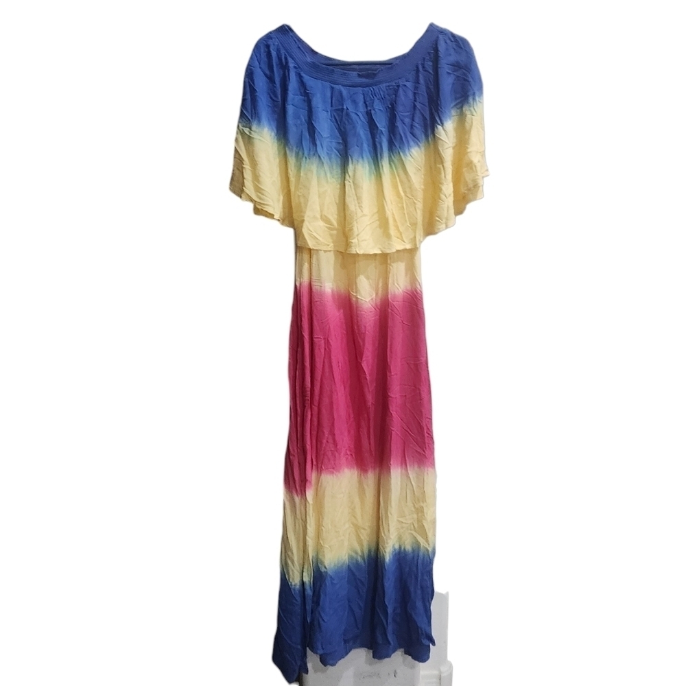💜 AREA STARS Off the shoulder Tie Dye Maxi Dress
